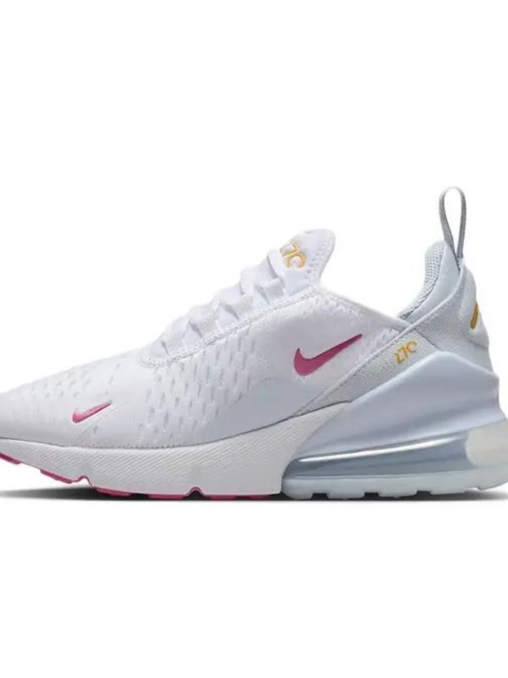 Nike Air Max 270 Girls White Pink Gray Sneakers Youth 4Y 943345-117